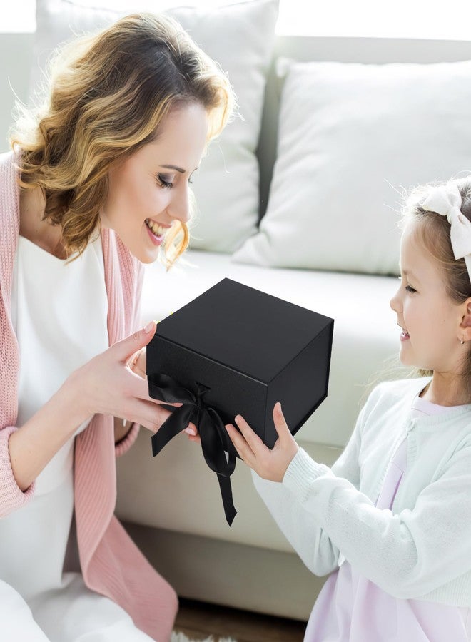 Giftgarden 4 Pack 8”x8”x4” Black Gift Boxes with Ribbon Magnetic Lids, Square Collapsible Gift Wrap Box Magnet Clourse for Present, Christmas, Birthday, Wedding, Valentines, Bridesmaid Proposal Box - Image 5